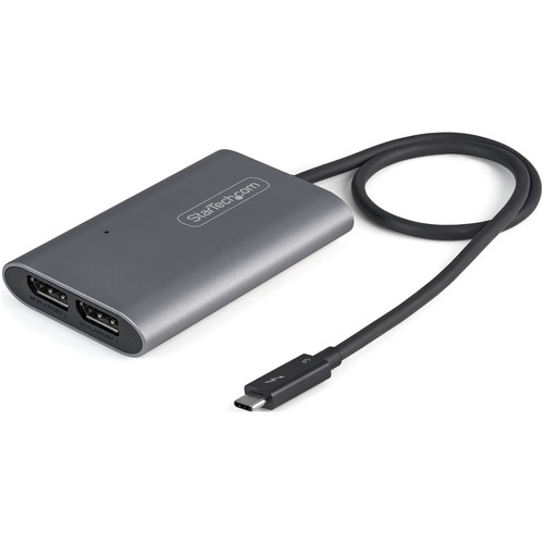 StarTech Thunderbolt to Dual DisplayPort Adapter DP 1.4, Dual 4K 60Hz DP Video Converter, 2x Monitor Display Adapter, Mac & Windows - Thunderbolt to Dual DisplayPort 1.4 Adapter