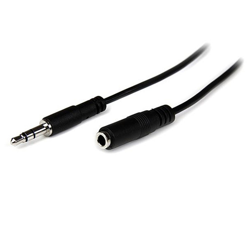 StarTech 1m Slim 3.5mm Stereo Extension Audio Cable - M/F - Cable for Audio Device, Headphone, iPhone - First End: 1 x Mini-phone Stereo Audio - Male - Second End: 1 x Mini-phone Stereo Audio - Female