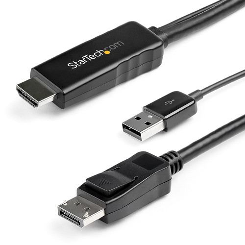StarTech 2m (6ft) HDMI to DisplayPort Cable 4K 30Hz - Active HDMI 1.4 to DP 1.2 Adapter Cable with Audio - USB Powered Video Converter