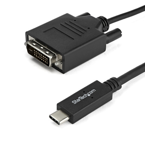StarTech 3.3 ft/ 1 m USB-C to DVI Cable - USB Type-C Video Adapter Cable - 1920 x 1200 - Black - Cable for Projector, Workstation, MacBook, TV - First End: 1 x 25-pin DVI-D Digital Video - Male
