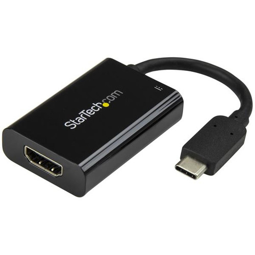 StarTech USB C to HDMI 2.0 Adapter 4K 60Hz with 60W Power Delivery Pass-Through Charging - USB Type-C to HDMI Video Converter - Black - 1 x 24-pin Type C USB 3.0 USB Male