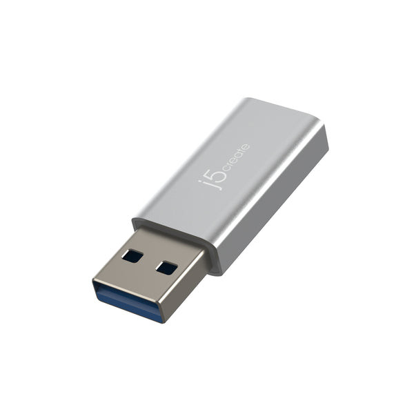 j5create JUCX45 Data Transfer Adapter - 1 - 1 x USB 3.2 (Gen 2) Type A - Male - 1 x USB 3.2 (Gen 2) Type C - Female - Black, Silver