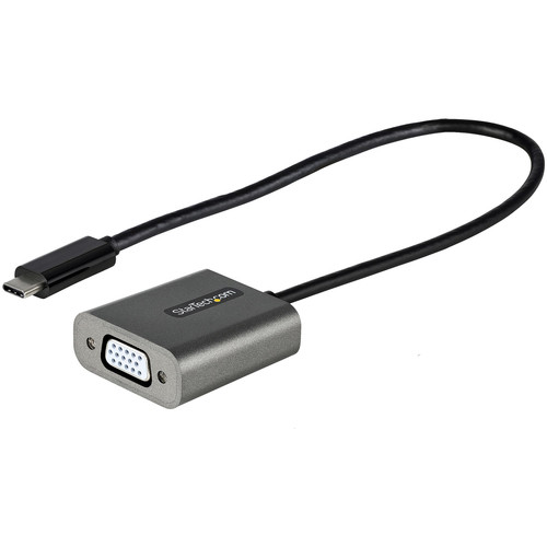 StarTech USB C to VGA Adapter, 1080p USB Type-C to VGA Adapter Dongle, USB-C to VGA Monitor/Display Video Converter, 12" Long Cable - 1 x 24-pin Type C Powered USB Male - 1 x 15-pin HD-15 VGA Female