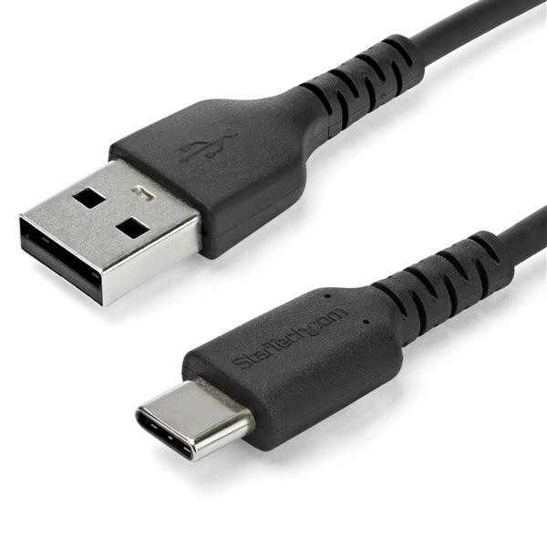 2m USB A to USB C Charging Cable - Durable Fast Charge & Sync USB 2.0 to USB Type C Data Cord - Rugged TPE Jacket Aramid Fiber M/M 60W Black - Samsung S10, iPad Pro, Pixel (RUSB2AC2MB)