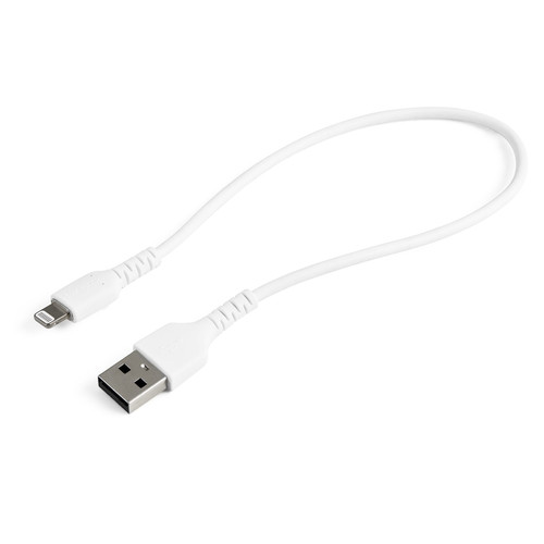 30cm (12inch) Durable White USB-A to Lightning Cable - Heavy Duty Rugged Aramid Fiber USB Type A to Lightning Charger/Sync Power Cord - Apple MFi Certified iPad/iPhone 12 (RUSBLTMM30CMW)