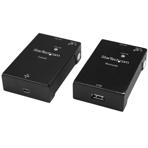 StarTech USB 2.0 Extender Kit over Cat5e/Cat6 Cable (RJ45) - Up to 165ft (50m) - USB Port over Ethernet Cable - Powered - 480Mbps - Network (RJ-45) - 1 - 50 m Extended Range - Steel