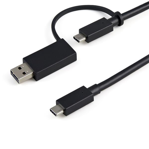 StarTech 3ft/1m USB-C Cable with USB-A Adapter Dongle, USB-C to C (10Gbps/PD), USB-A to C (5Gbps), 2-in-1 USB C Cable for Hybrid Dock