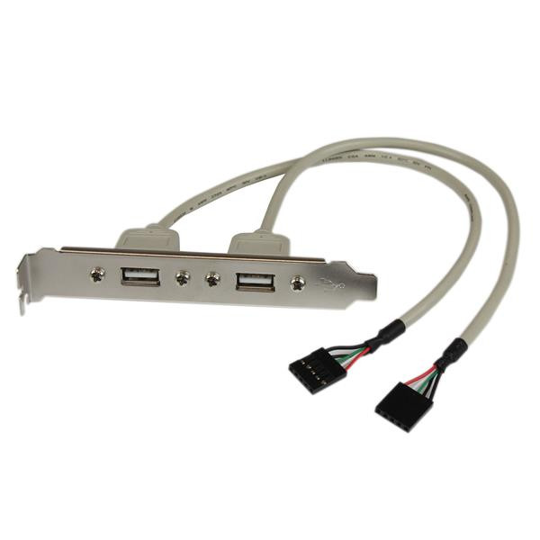StarTech 2 Port USB A Female Slot Plate Adapter - 2 x USB 2.0 Type A - Female - 2 x 5-pin - Silver