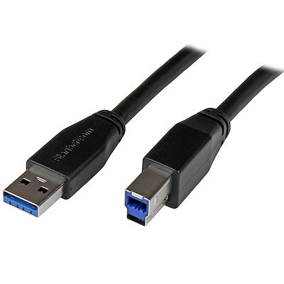StarTech 10m 30 ft Active USB 3.0 USB-A to USB-B Cable - M/M - USB A to B Cable - USB 3.1 Gen 1 (5 Gbps) - Cable for Hard Drive, Docking Station, Video Device, Portable Hard Drive