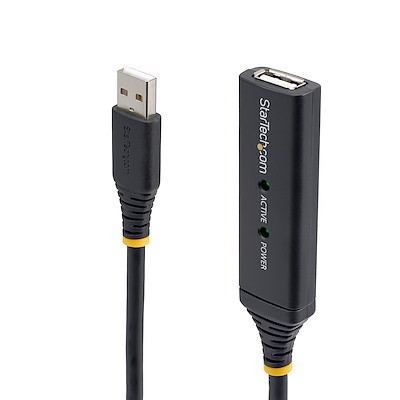 StarTech 10m USB 2.0 Active Extension Cable - M/F - Cable for Wall Outlet, Power Adapter - First End: 1 x 4-pin USB 2.0 Type A - Male - Second End: 1 x 4-pin USB 2.0 Type A - Female, 1 x Power