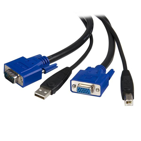 StarTech SVUSB2N1_6 1.83 m KVM Cable - 1 - Cable for KVM Switch - First End: 1 x 4-pin USB 2.0 Type A - Male, 1 x 15-pin HD-15 - Male - Second End: 1 x 4-pin USB Type B - Male, 1 x 15-pin HD-15 - Female