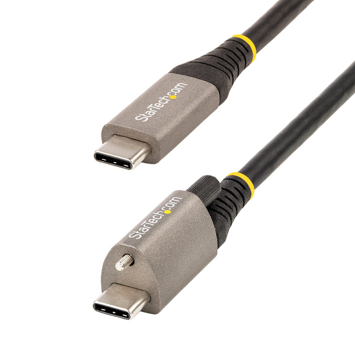 StarTech 20in 50cm Top Single Screw Locking USB C Cable 10Gbps, USB 3.1 Type-C Cable, 5A/100W PD, DP Alt Mode, USB-C to C Cord