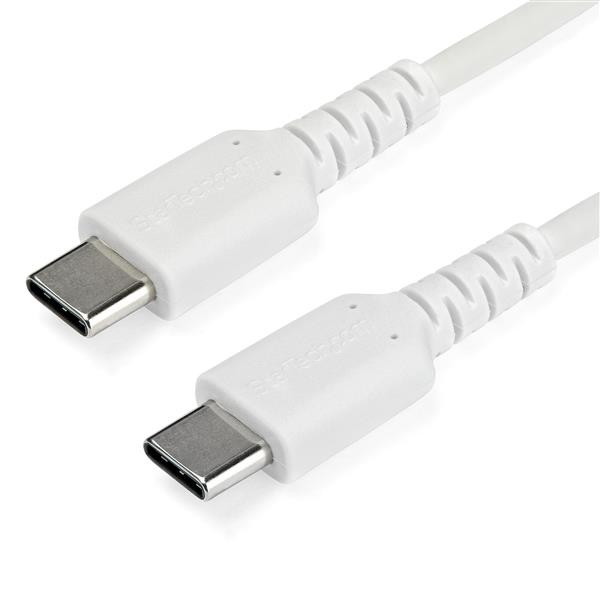 StarTech 2m USB C Charging Cable - Durable Fast Charge & Sync USB 2.0 Type C to C Charger Cord - TPE Jacket Aramid Fiber M/M 60W White - Cable for Mobile Device, MacBook, iPad Pro