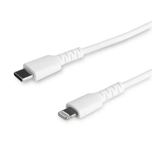StarTech 6 foot/2m Durable White USB-C to Lightning Cable, Rugged Heavy Duty Charging/Sync Cable for Apple iPhone/iPad MFi Certified - Cable for iPad, iPhone, iPad mini, iPad Air, Charger