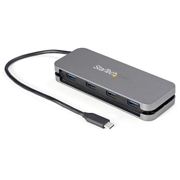 4 Port USB C Hub - 4x USB-A - 5Gbps USB 3.0 Type-C Hub (USB 3.2/3.1 Gen 1) - Bus Powered Portable USB-C to USB-A Adapter Laptop Hub - 11.2" (28.5cm) Cable w/ Cable Management (HB30CM4AB)