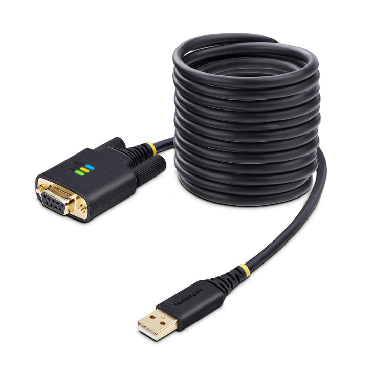 StarTech 10ft (3m) USB to Null Modem Serial Adapter Cable, COM Retention, FTDI, RS232, Changeable DB9 Screws/Nuts, Windows/macOS/Linux