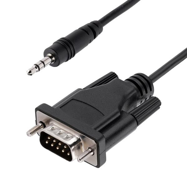 StarTech 3ft (1m) DB9 to 3.5mm Serial Cable for Serial Device Configuration, RS232 DB9 Male to 3.5mm for Calibrating via Audio Jack - Cable for Projector, TV - First End: 1 x Mini-phone Stereo Audio