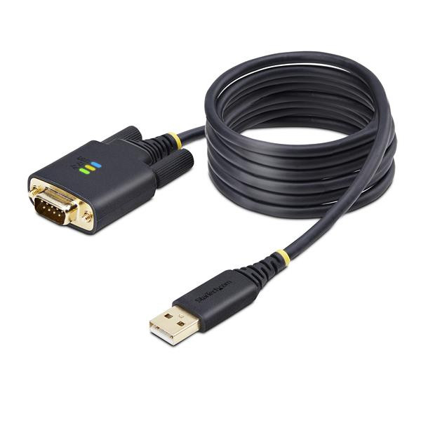 StarTech 6.6ft (2m) USB to Serial Adapter Cable, COM Retention, FTDI, DB9 RS232, Interchangeable DB9 Screws/Nuts, Windows/macOS/Linux
