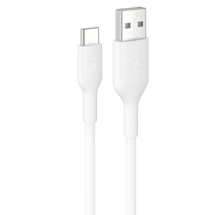 Belkin BoostCharge 1 m USB-C/USB-A Data Transfer Cable - Cable for iPhone, MacBook, iPad Air, iPad Pro, MacBook Pro - First End: 1 × USB Type A - Male - Second End: 1 × USB Type C - Male - White