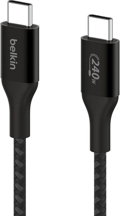 Belkin BoostCharge Pro 2 m USB-C Data Transfer Cable - Cable for iPhone, MacBook, iPad Air, iPad Pro, MacBook Pro - First End: 1 × USB 2.0 Type C - Male - Second End: 1 × USB 2.0 Type C - Male - Black