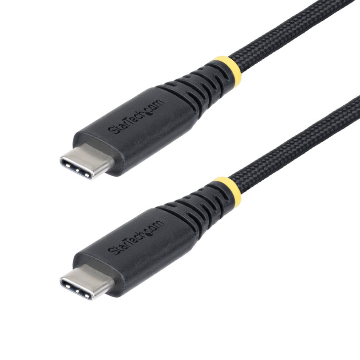 StarTech 1m (3.3ft) USB-C Charging Cable, 240W PD EPR, Dual-Layer Silicone/Braided Jacket, Rugged USB 2.0 Laptop Charge Cord, USB-IF
