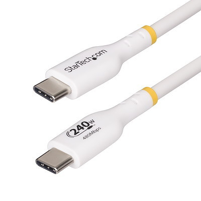 StarTech 3m White USB-C Charging Cable, USB-IF Certified USB C Cable, 240W PD EPR, USB 2.0 Type-C Laptop Charger Cord, TPE Jacket, M/M
