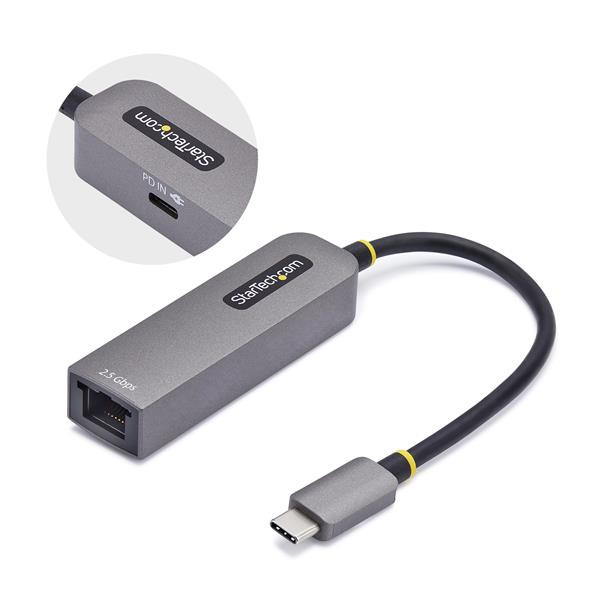 StarTech 2.5GbE USB-C to Ethernet Adapter, 100W PD Pass-Through, NBASE-T NIC, USB 3.0 Type-C 2.5/1G Multi Speed Network, USB 3.1 RJ45