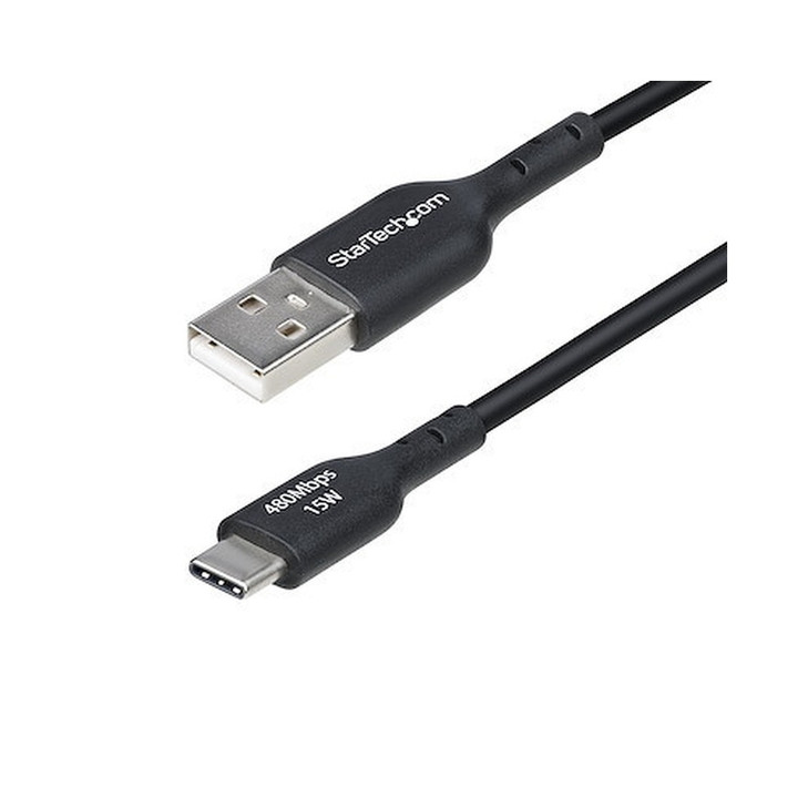 StarTech 1m (3ft) USB-A to USB-C Charging Cable, Charge & Sync, 3A, USB 2.0, TPE Jacket - Black USB Charging Cord