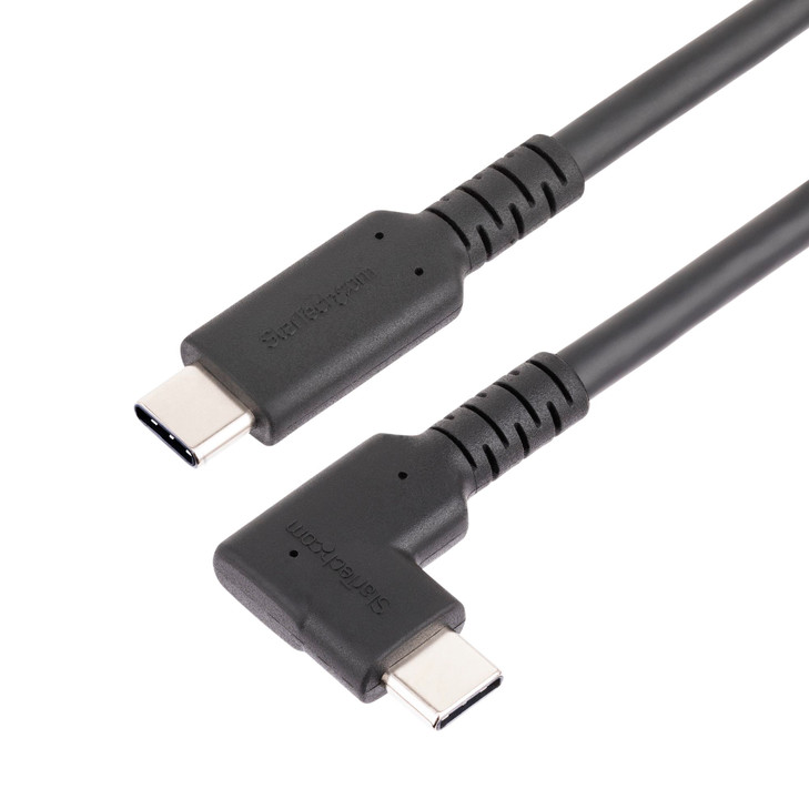 StarTech 3ft (1m) Rugged Right Angle USB-C Cable, USB 10 Gbps, USB C to C Data Transfer Cable, 100W PD, 4K 60Hz, 90 Degree USB-C Cable