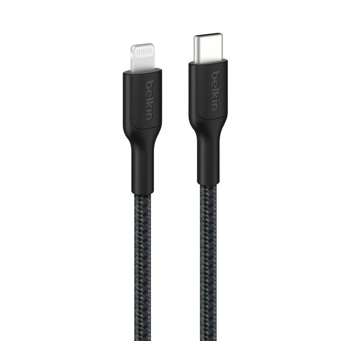 Belkin BoostCharge Pro 2 m Lightning/USB-C Data Transfer Cable - Cable for Smartphone, iPad, AirPods, Charger - First End: 1 x Lightning - Male - Second End: 1 x USB Type-C Male - MFI - Black