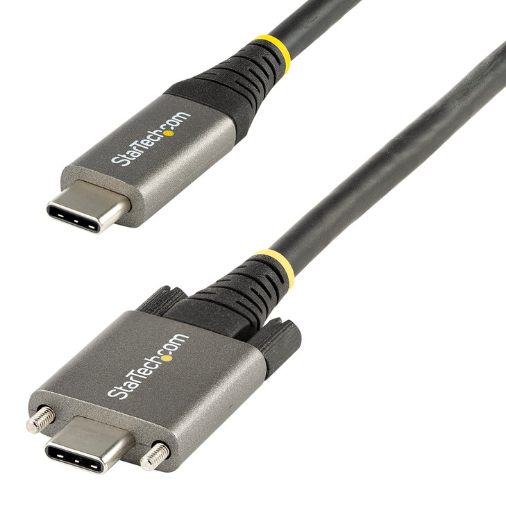 StarTech 20" 50cm Side Screw Locking USB C Cable 10Gbps, USB 3.1 Type-C Cable, 5A/100W PD, DP Alt Mode, Dual Screw Lock USB-C Cord