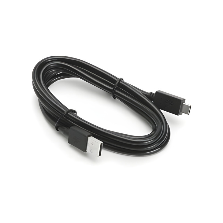 USB-A TO USB-C COMMUNICATIONS AND CHARGING CABLE. THE CABLE HAS A LENGTH OF APPROXIMATELY 1 METER OR 3.25 FEET. ATTACHES TO USB-C PORT ON BOTTOM OF DEVICE. CAN BE USED WITH USB CIGARETTE LIGHTER ADAPT