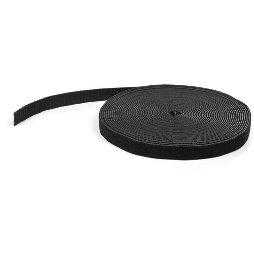 50ft. Hook and Loop Roll - Cut-to-Size Reusable Cable Ties - Bulk Industrial Wire Fastener Tape - Adjustable Fabric Wraps - Black (HKLP50)
