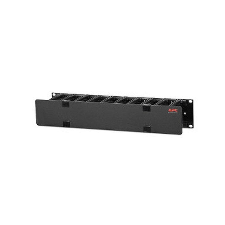 APC NetShelter Cable Management, Horizontal Cable Manager, 2U, Single Side with Cover, Black, 483 x 88 x 110 mm