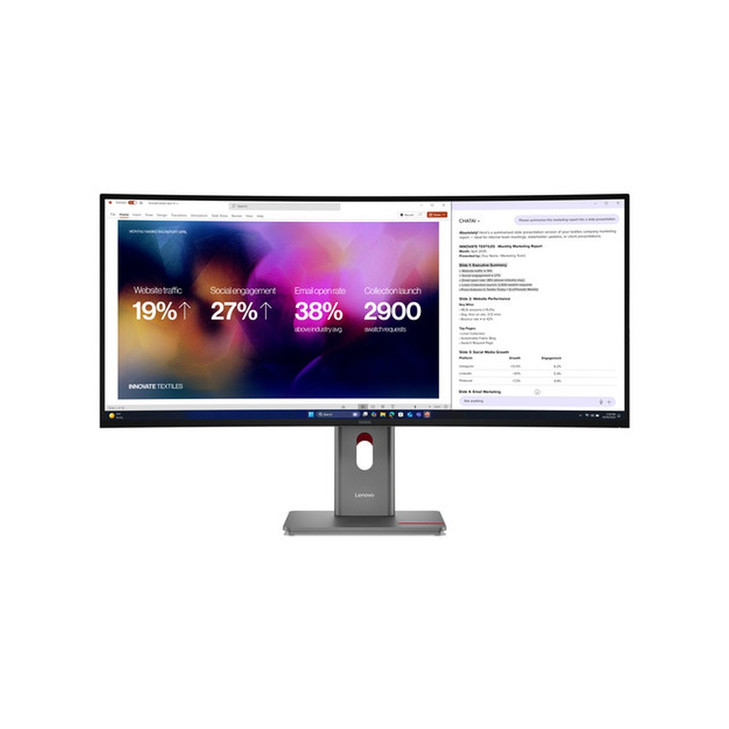 ThinkVision P40WD-40 39.7in IPS 5120x2160 2500R TB4 HDMI 2.1 DP 1.4 Spk Tilt/Swivel/Height Stand USB-B USB-A USB-C Raven Black Anti-glare Low Blue Light 3-Year Warranty