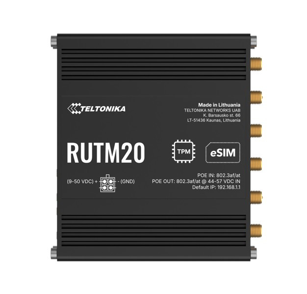 Teltonika RUTM20 COMPACT 5G ROUTER, Global 5G Telit, Dual SIM & eSIM, Active PoE, PSU included