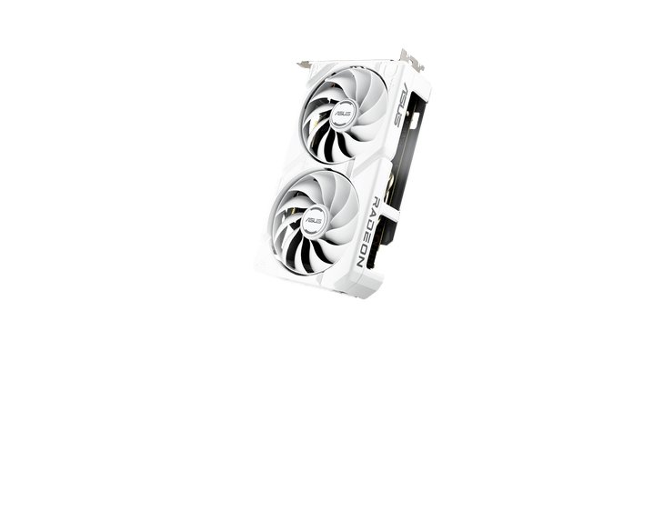 ASUS DUAL-RX9060XT-16G graphics card; AMD RDNA 4 (Navi 44 XT); 16GB GDDR6 - White version