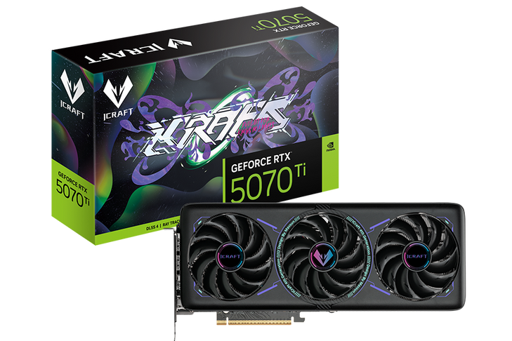 MAXUN, RTX5070Ti, iCraft, 2295, 2295Mhz, 16GB GDDR7, 3xDP, 1xHDMI, 3xFans, 750W, 3 Years Warranty