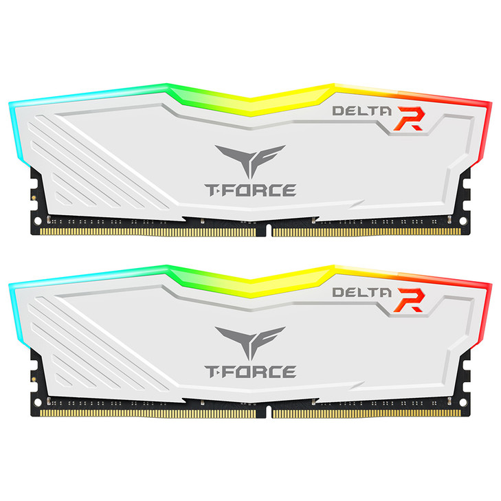 T-Force Delta RGB, White, DDR4, 3200MHz, 16GB Kit(2 x 8GB), U-DIMM, CL16, 1.35V, Limited Lifetime Warranty