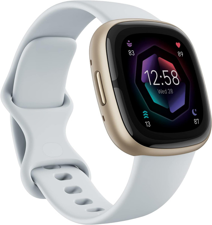 Fitbit Sense 2 Health and Fitness Smartwatch with Built-in GPS, Advanced Health Features, up to 6 Days Battery Life - Compatible with Android and iOS, Blue Mist/Pale Gold