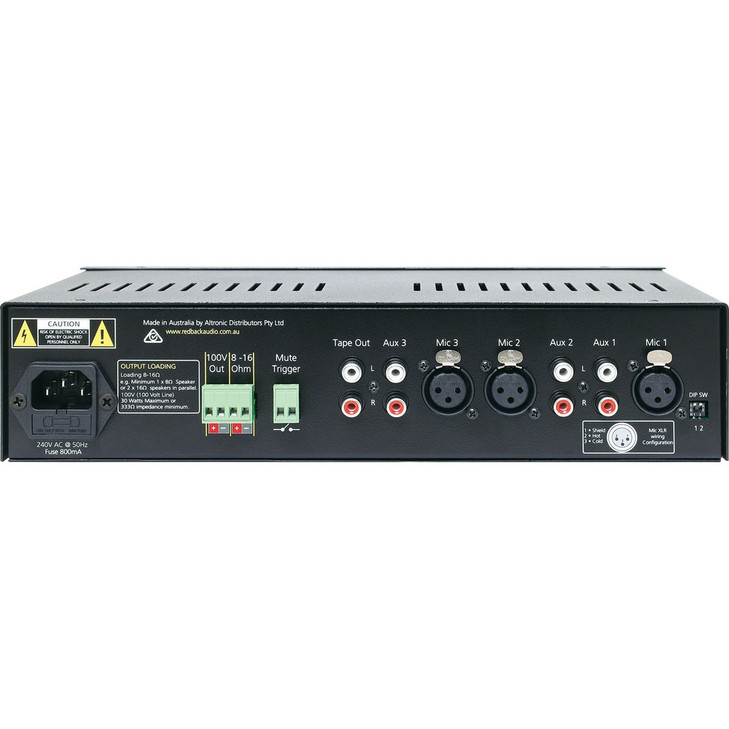 Redback 30W 3 Input 100V Public Address (PA) Amplifier