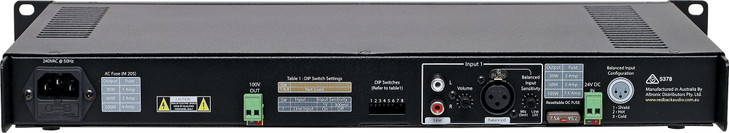 Redback Compact 1RU Public Address (PA) 100V Amplifier 100W