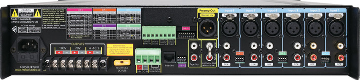 Redback Phase5 Public Address (PA) Mixer Amplifier 250W 6 Input