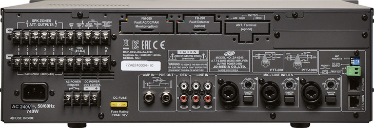JDM Audio PA Mixer Amplifier 6 Zone 120W With Attenuators