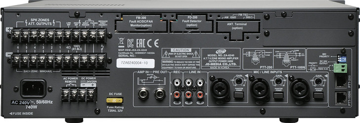 JDM Audio PA Mixer Amplifier 6 Zone 240W With Attenuators