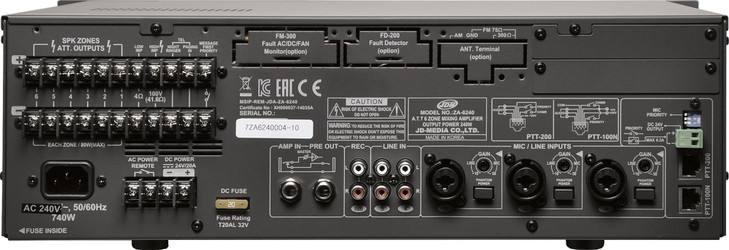 JDM Audio PA Mixer Amplifier 6 Zone 480W With Attenuators