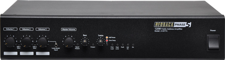 Redback Public Address Amplifier (PA) 125W 3 Input