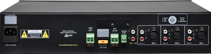 Redback Public Address Amplifier (PA) 125W 3 Input