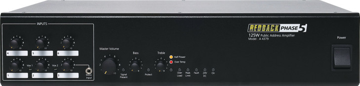 Redback Public Address Amplifier (PA) 125W 6 Input