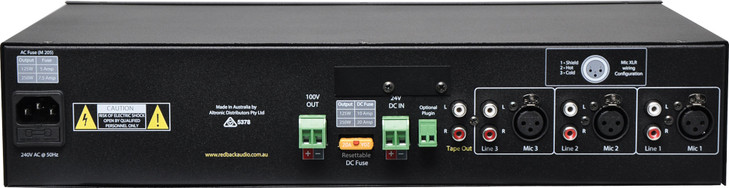 Redback Public Address Amplifier (PA) 250W 3 Input